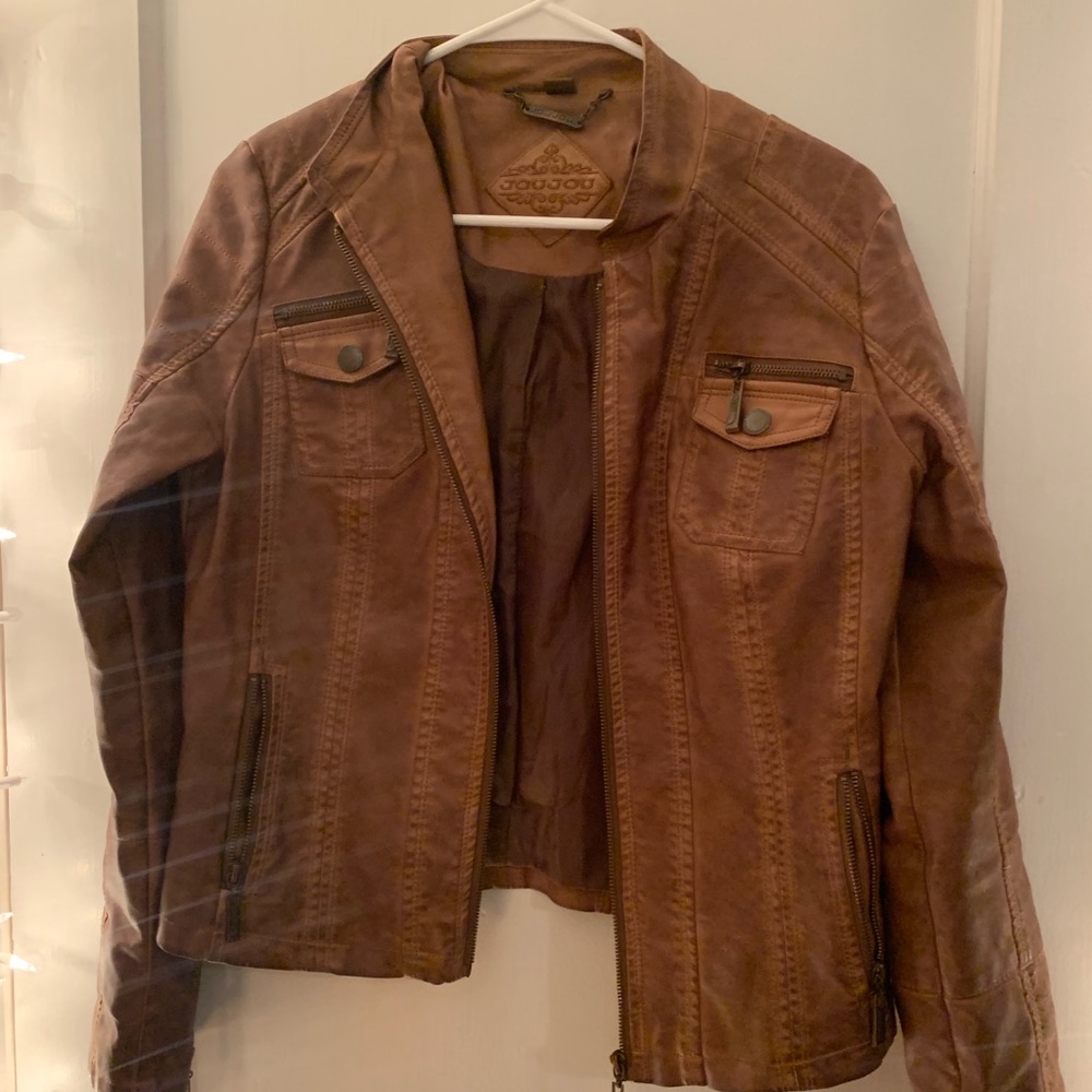 Brown leather jacket